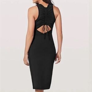 lululemon athletica Rather Be Gathered Black Backless Dress